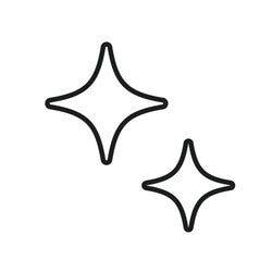 Icon of two white stars with 4 points, one star bigger than the other