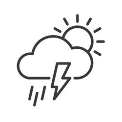 Icon of cloud with lightning, rain and sun